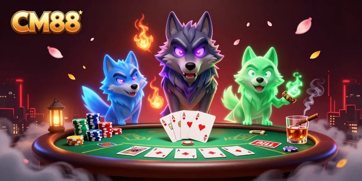 Experience the excitement of CM88 with thrilling poker action and ghostly wolves.