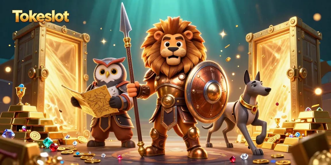 Tokeslot offers exciting gameplay with a Spartan lion, owl strategist, and greyhound messenger amidst riches.