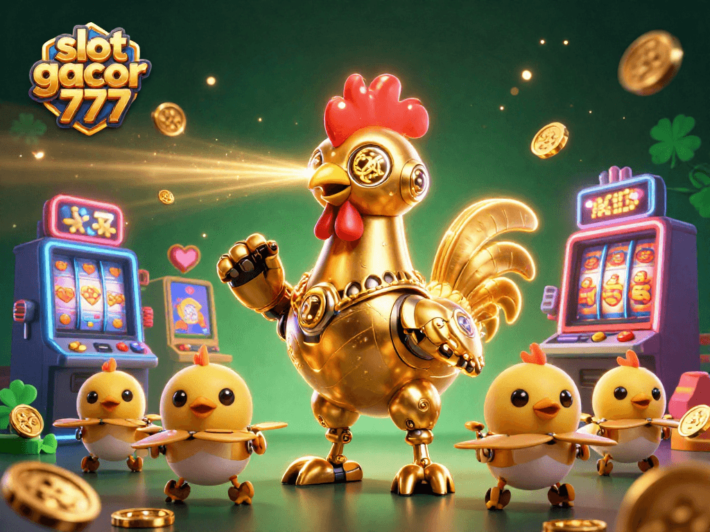 Engage with slot gacor 777 in a vibrant casino scene featuring colorful slot machines and dynamic characters.