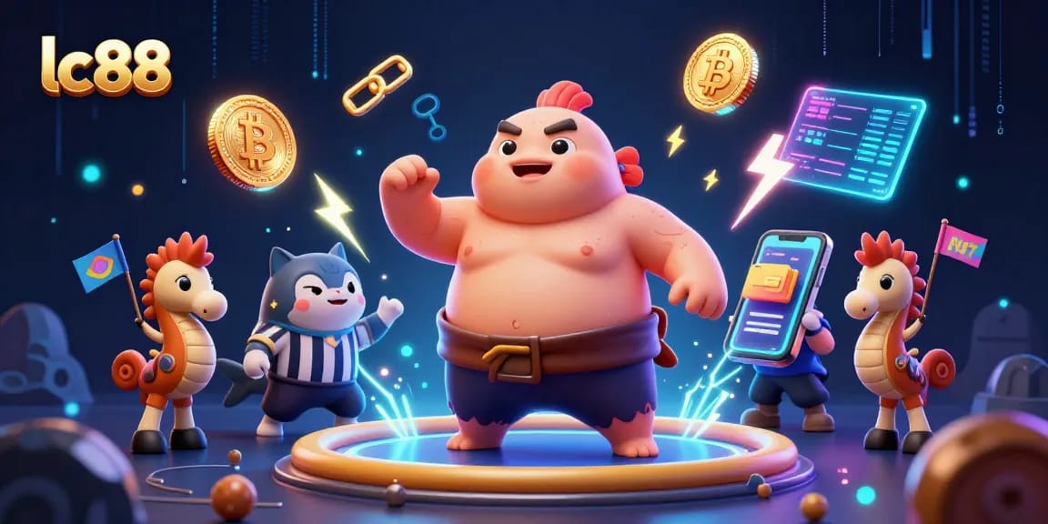 Engage with LC88's vibrant underwater casino experience showcasing a sumo-themed fugu in an action-packed scene.