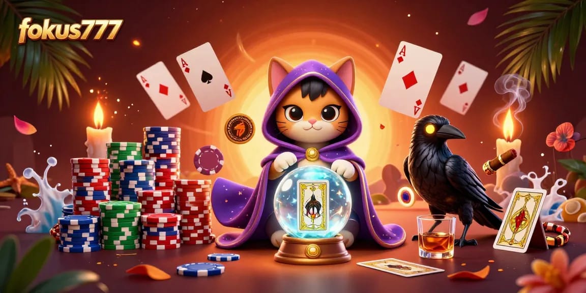 Experience the excitement of fokus777 with a captivating 3D illustration featuring vibrant casino elements and characters.