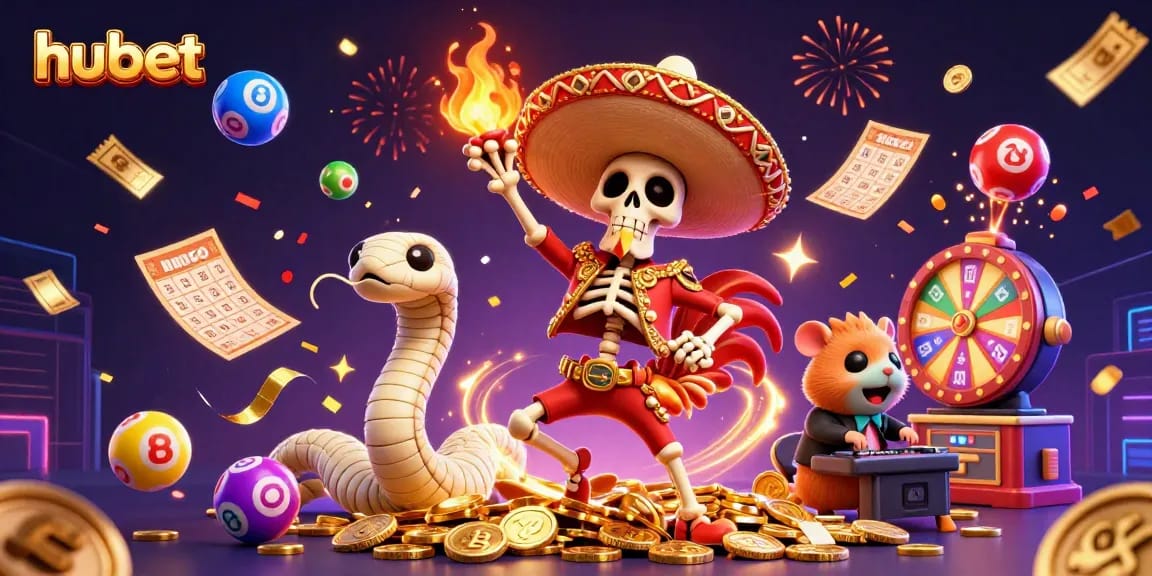hubet rewards players with exciting casino experiences featuring vibrant themed characters celebrating amidst a dazzling backdrop