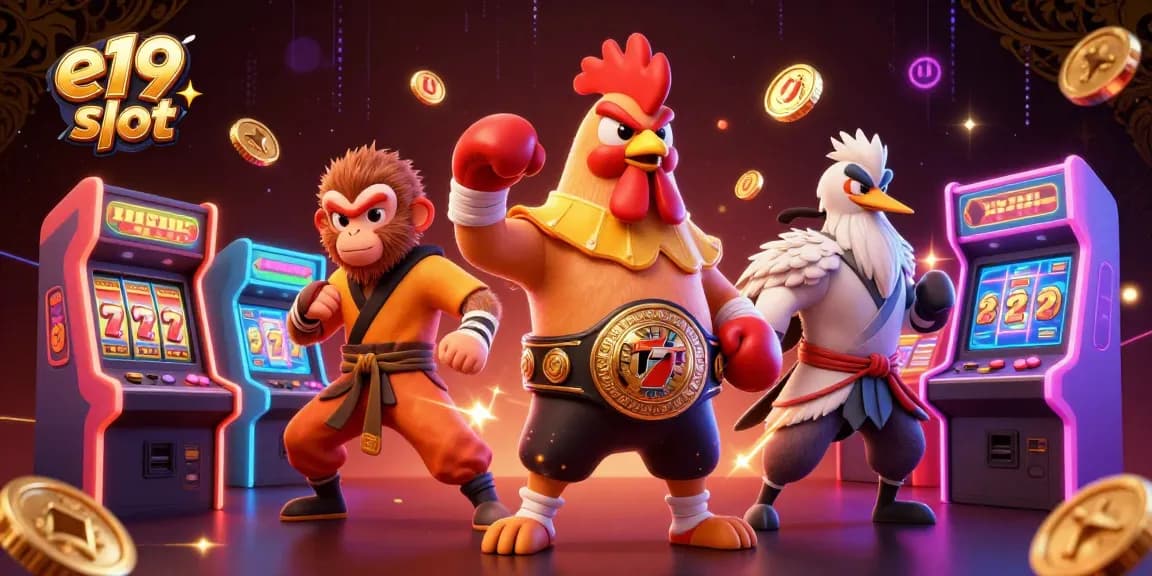 Experience e19 slot excitement with colorful characters and dynamic game elements illuminating the scene.