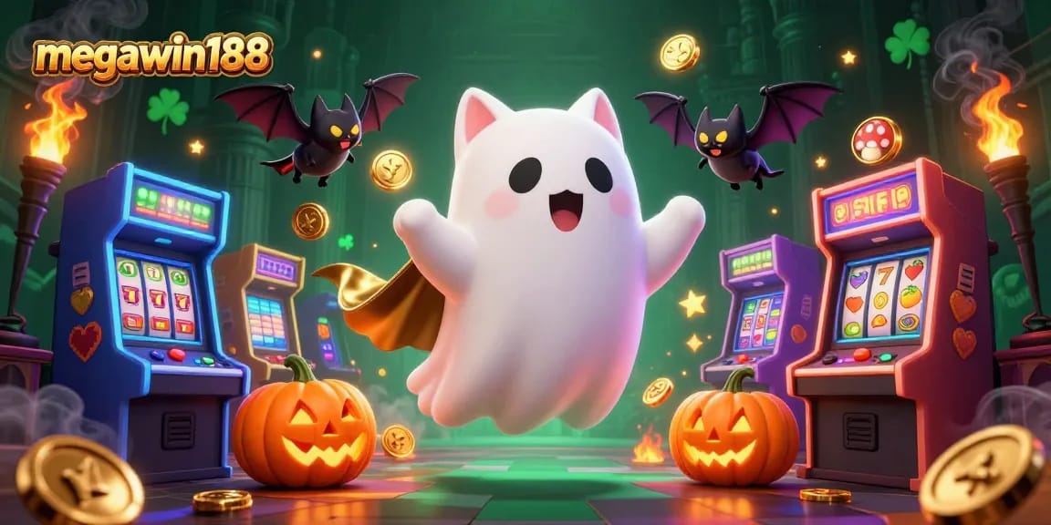 Megawin188 menghibur pemain dengan karakter kucing hantu dan bat vampire di kasino bertema Halloween yang seru.