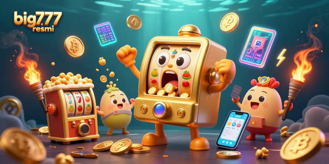 Experience the thrill of winning at big777 resmi with lively golden slot machines celebrating jackpots and dynamic crypto elements.