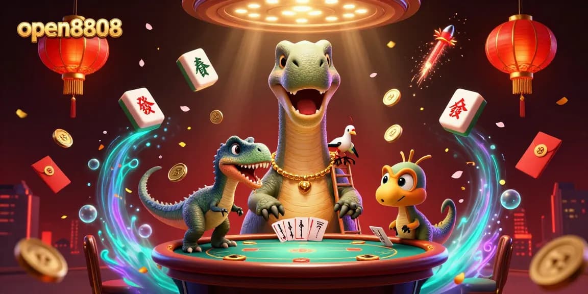 Experience thrilling gameplay with open8808's vibrant casino scene featuring unique characters and dynamic elements.