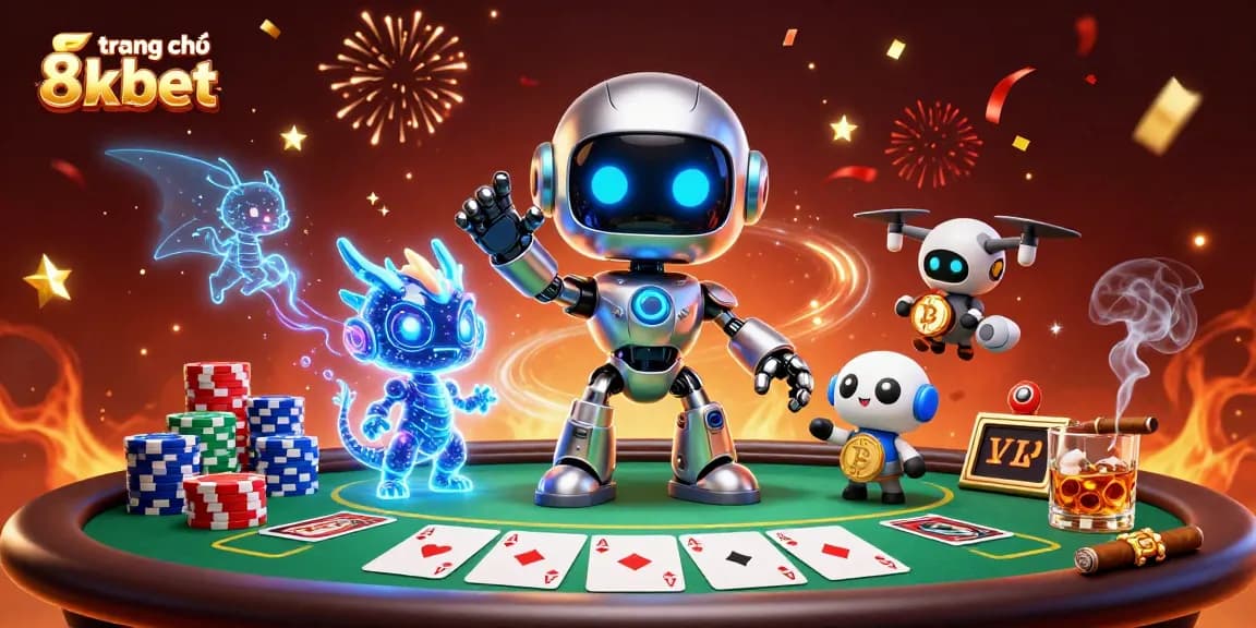 Engage in thrilling poker games at trang chủ 8xbet with our vibrant 3D casino illustration.