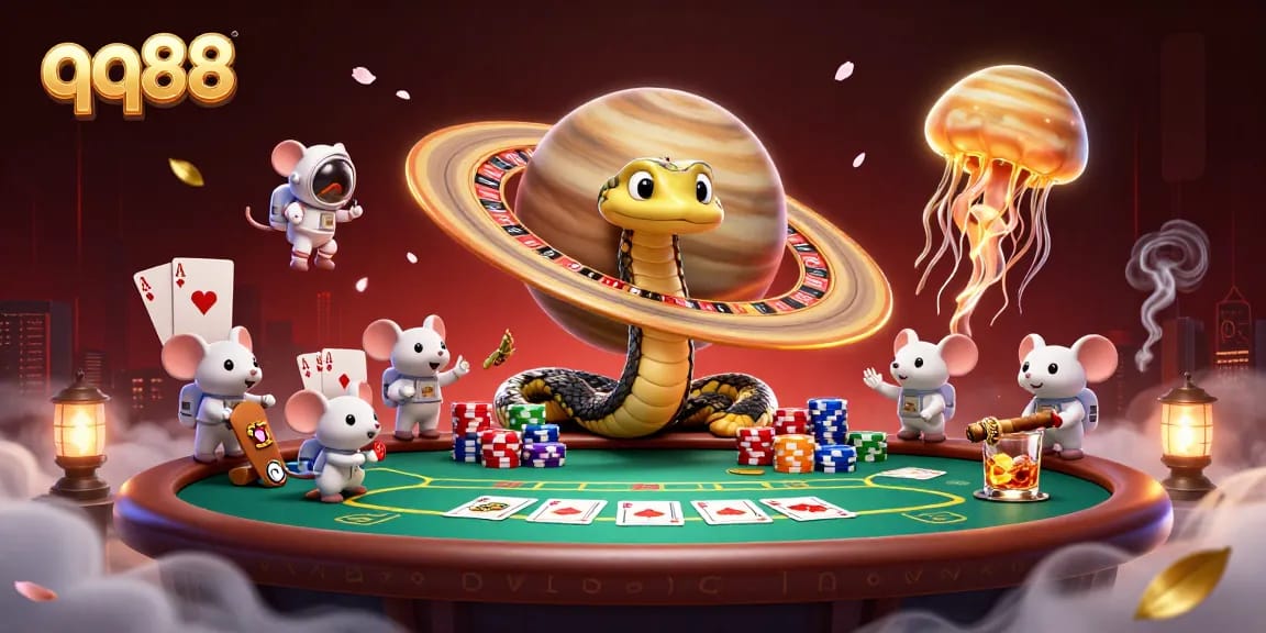 Engage with thrilling bets at qq88 where cosmic poker and animated characters come alive in the casino world.