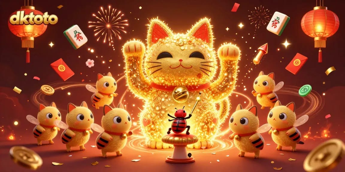 Experience the excitement of dktoto's live baccarat with a vibrant lucky cat illustration.