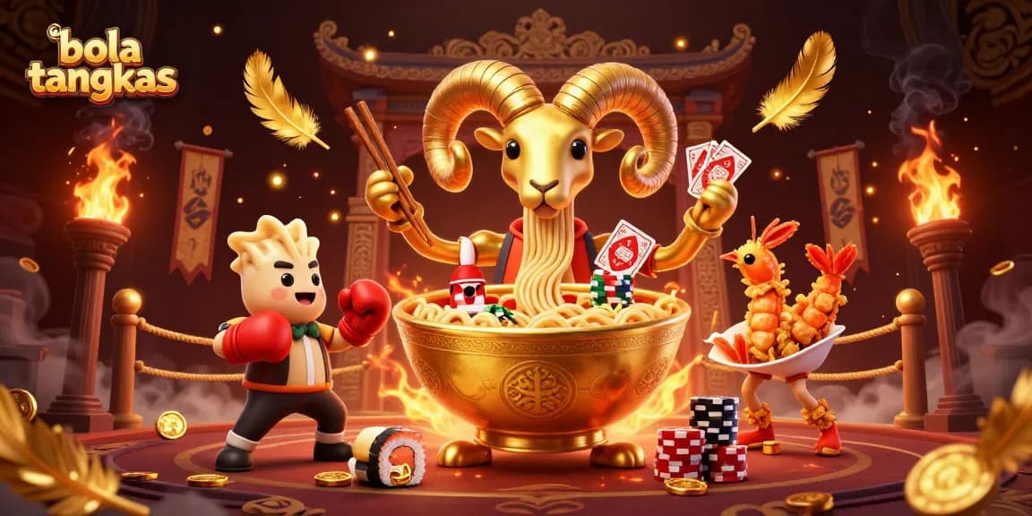 Bola tangkas menangkan kartu di arena permainan dengan ramen raksasa dan karakter menggoda lainnya.