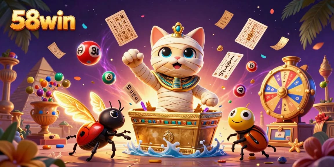 Experience thrilling gameplay with 58win in an enchanting casino scene featuring vibrant lottery elements.