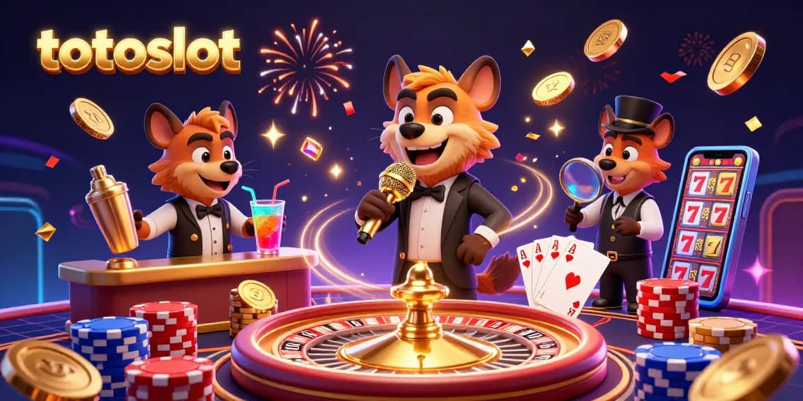 Experience the excitement of totoslot with a lively cartoon scene featuring hyenas in a comedy casino.