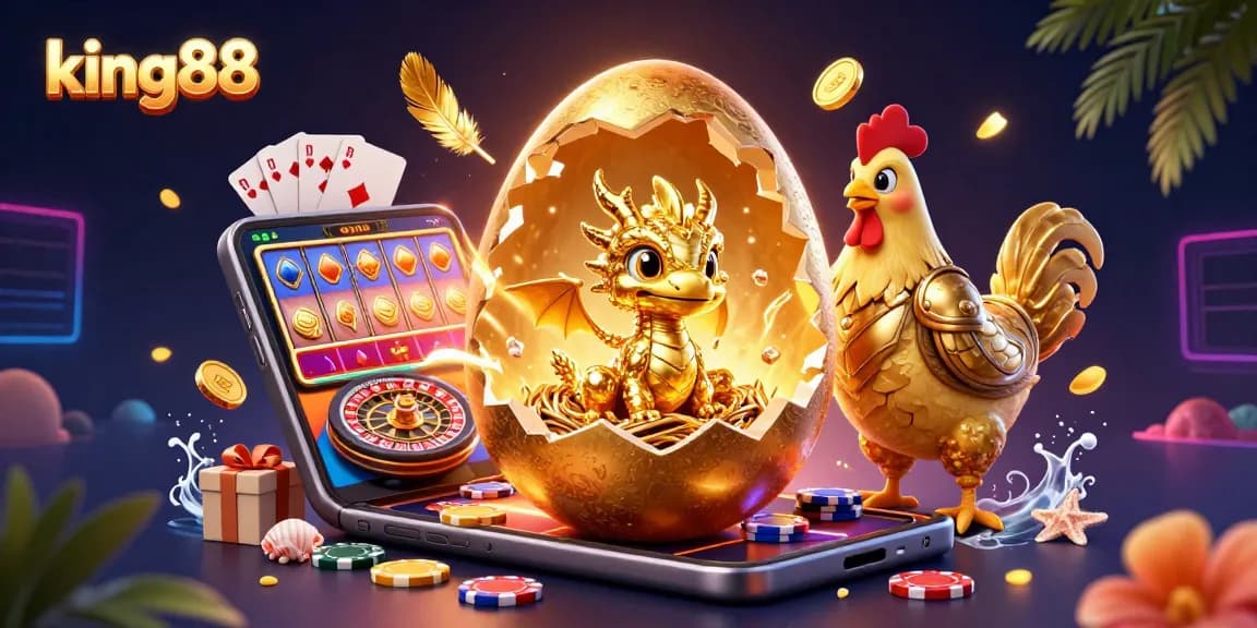 Engage in king88 thrilling gameplay featuring a golden dragon and casino elements, showcasing vibrant slot action.