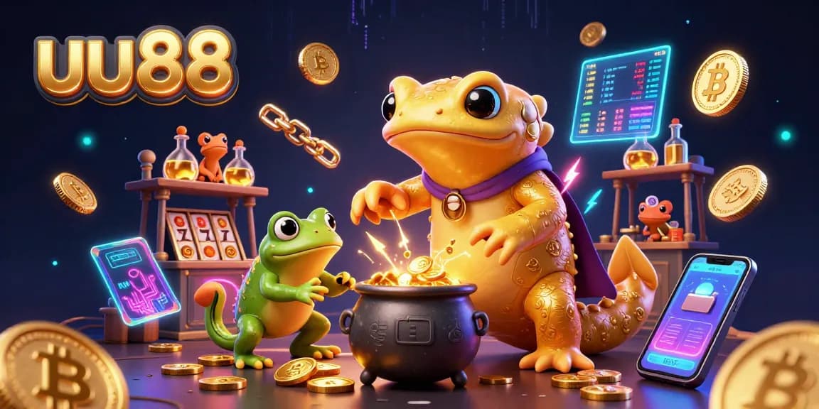 Bet on uu88 with golden alchemist illustrations, showcasing success in online casinos.