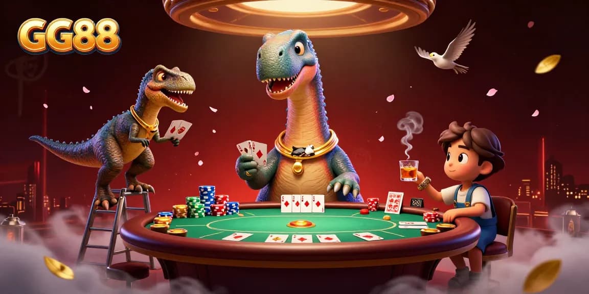 Unleash winning strategies at GG88 casino with thrilling poker action featuring dynamic characters.