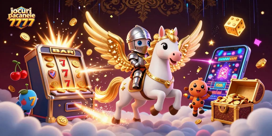 Joacă jocuri pacanele gratis 77777 într-o ilustrație 3D animată plină de energie și detalii captivante.