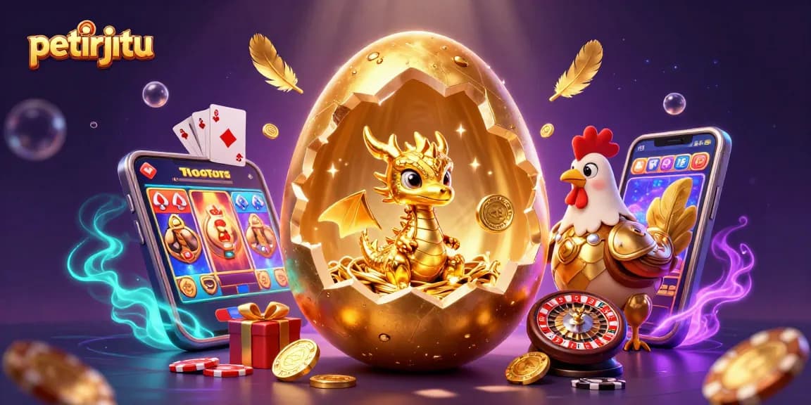 Permainan slot menarik dari petirjitu dengan telur naga emas dan kartu poker yang menawan.