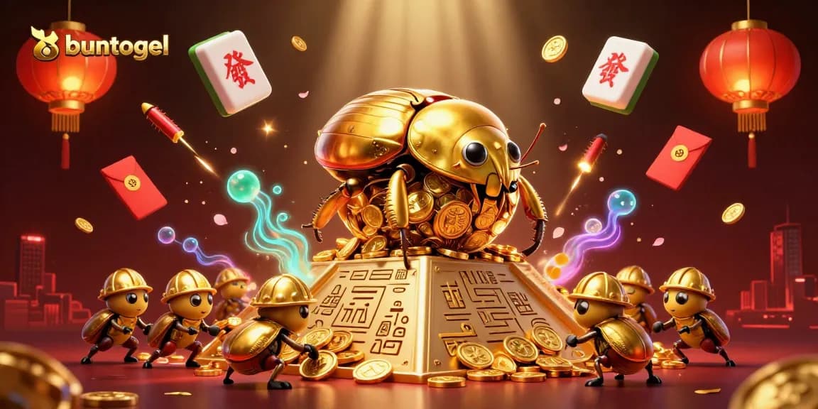 Engage with the thrilling action of buntogel as golden beetles navigate coins in a casino-themed adventure.