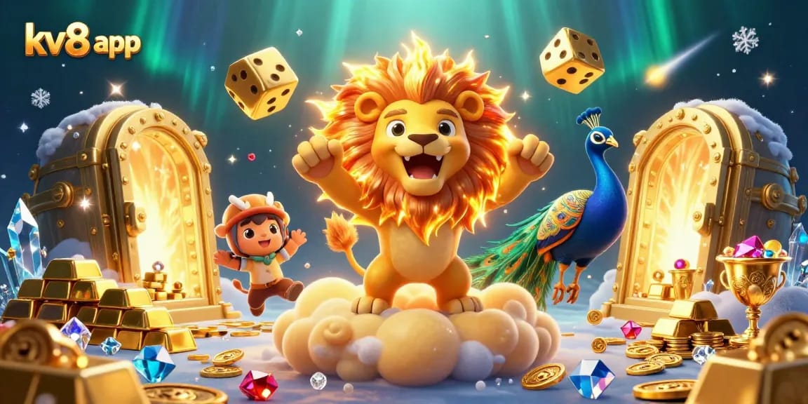 Experience the thrill of the kv8 app with vibrant casino elements and lively characters.