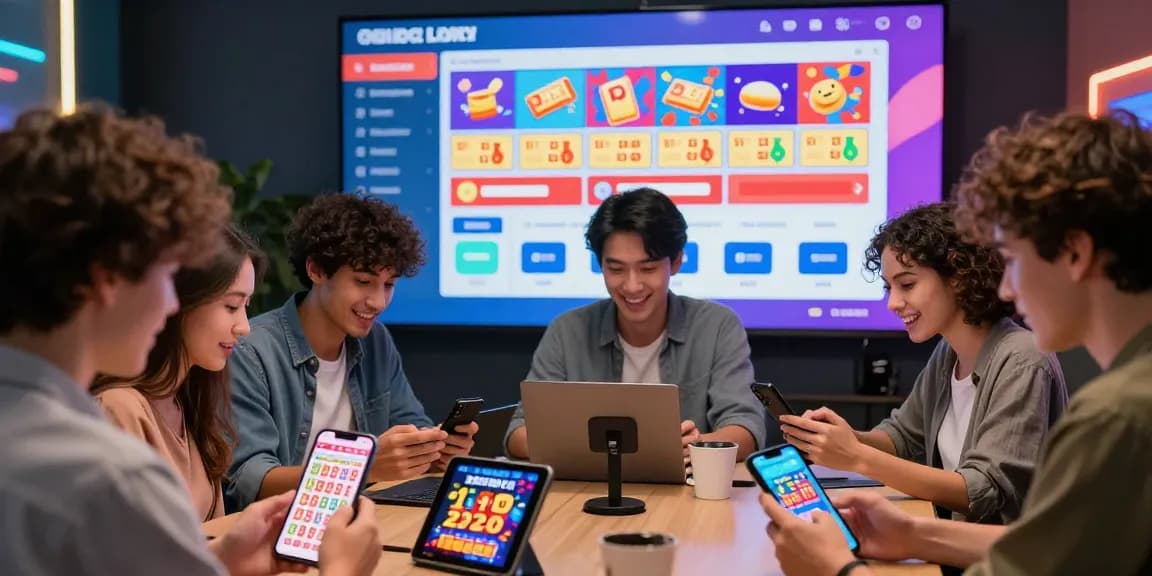 Pengguna aktif dewatogel mencari lotere online dengan antusias, menampilkan perangkat modern dan hasil real-time.