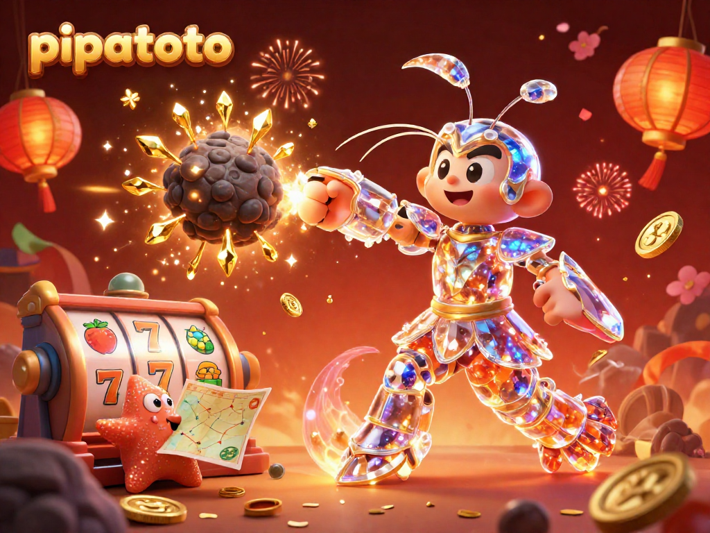 Pipatoto delivers an exciting slot experience with spinning reels and vibrant gems in a 3D illustration.