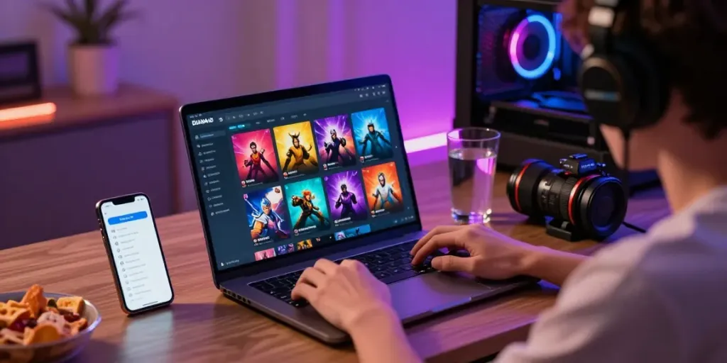 Pengguna menikmati pengalaman bermain game online di DIANA4D, tampilannya modern dan interaktif.