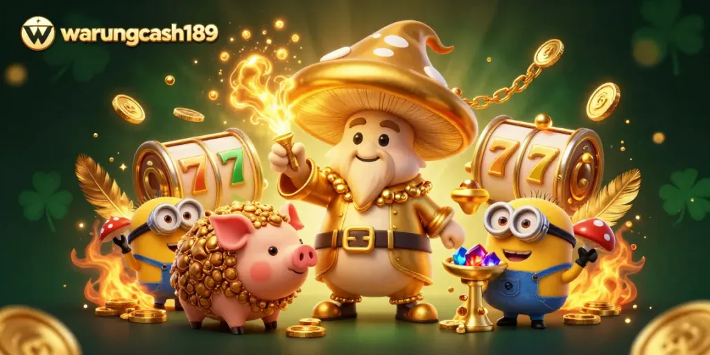 Engage with warungcash189 and enjoy gaming excitement with golden mushrooms, treasure, and slot reels
