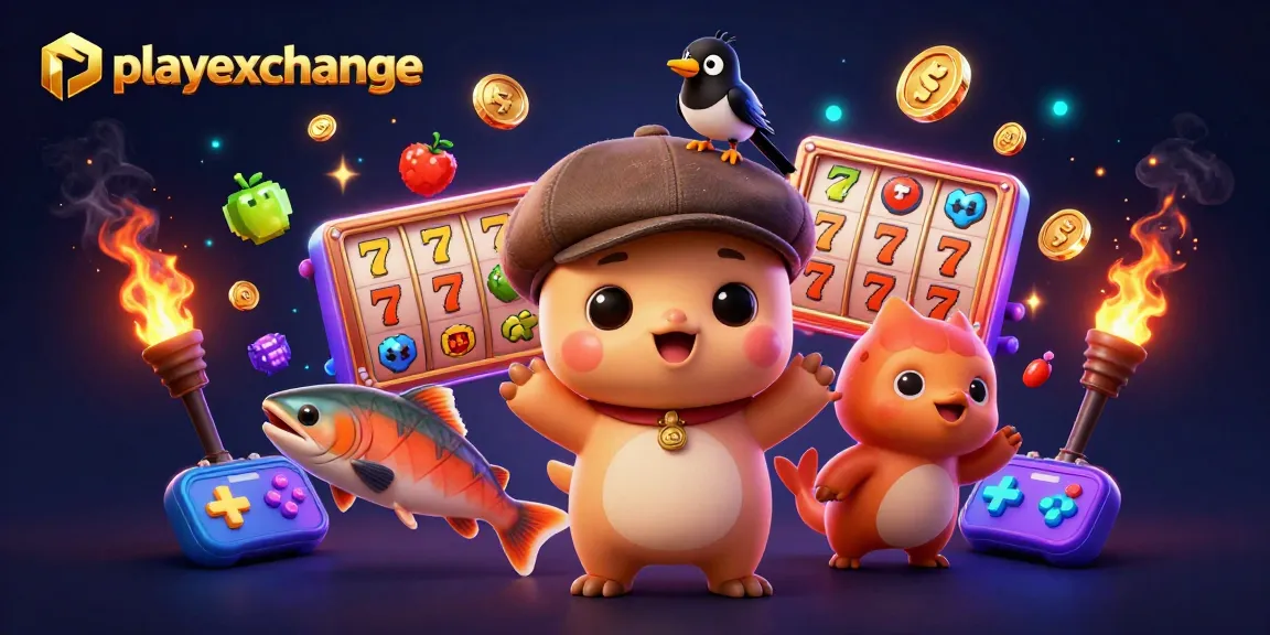 Spin to win with playexchange's lively casino-themed artwork featuring engaging characters.