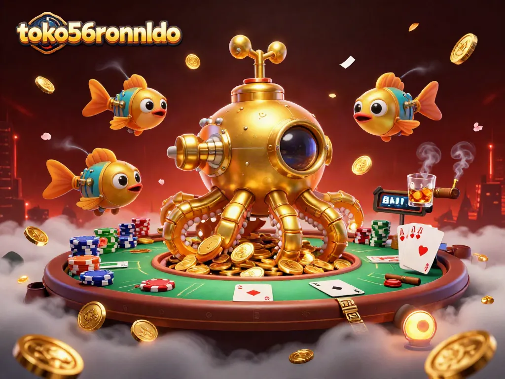 Menangkan jackpot dengan toko56ronaldo, bermain di kasino dengan suasana emas dan ikan mekanik.