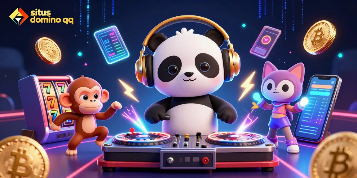 Experience the excitement of situs domino qq with vibrant characters in a lively casino scene.