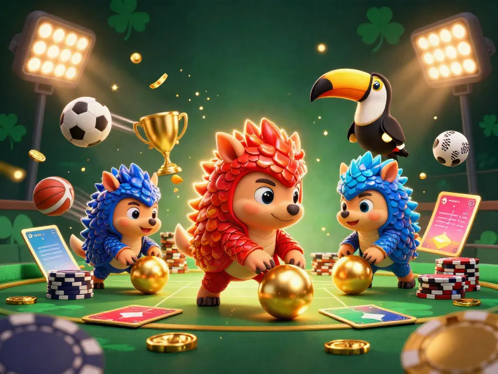Experience the excitement of top nhà cái uy tín with vibrant pangolin characters battling in a casino.