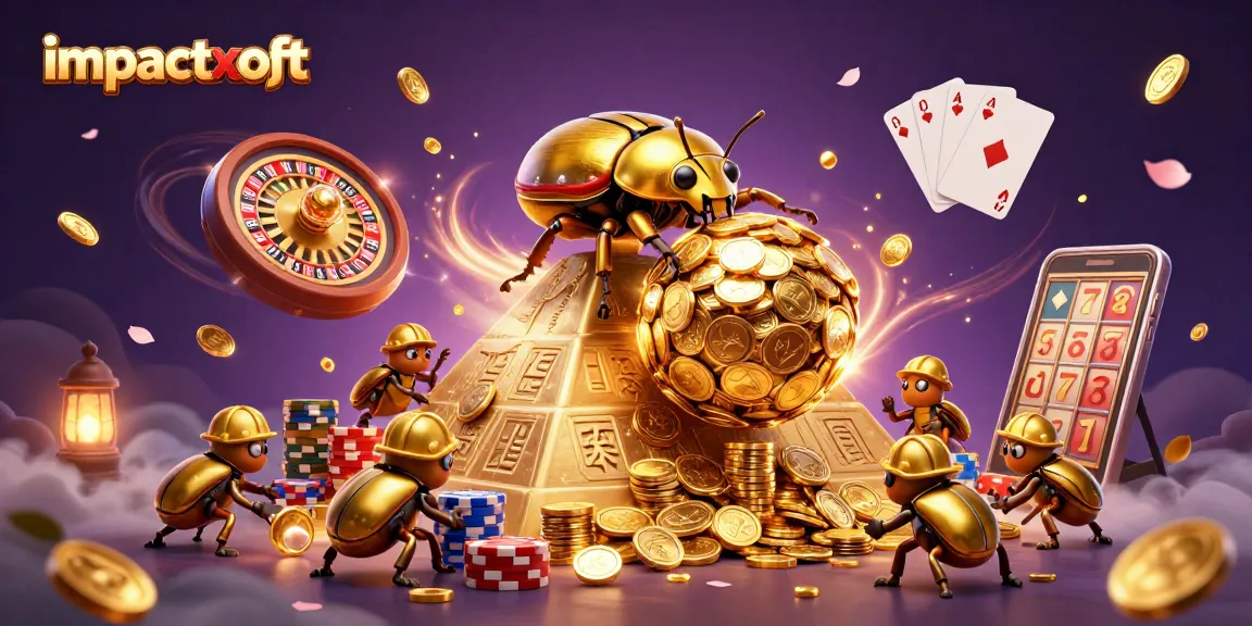 Engage in thrilling gameplay with impactxoft as a golden beetle conquers the casino pyramid of riches.