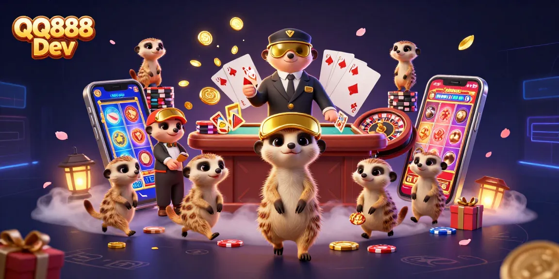 Engage with the dynamic casino world of QQ888 Dev as meerkats expertly manage gaming thrills.