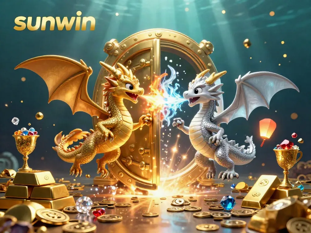 Engage with sunwin's dynamic casino world featuring dragons and treasures in an exciting scene.