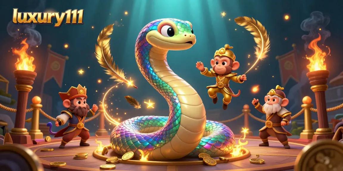 Engage in exciting gameplay with luxury111's mobile casino experience featuring vibrant creatures and gold elements.