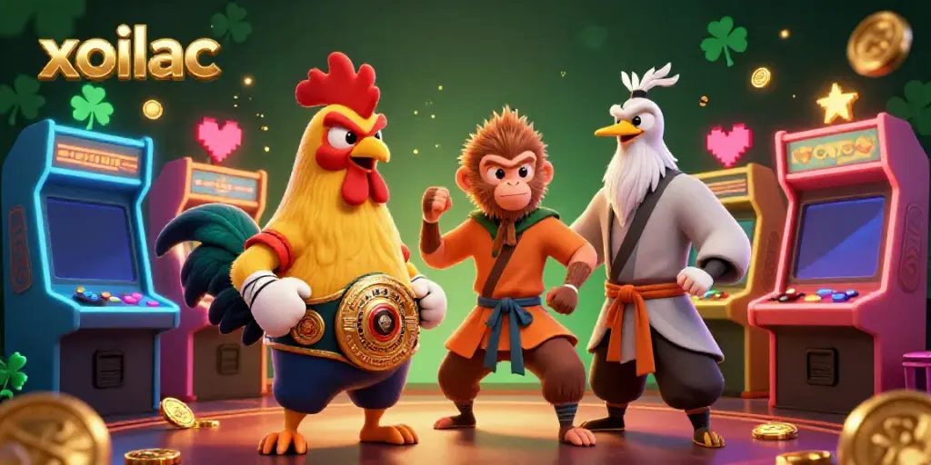 Xoilac transforms gaming with colorful 3D cartoon characters in an engaging casino environment.