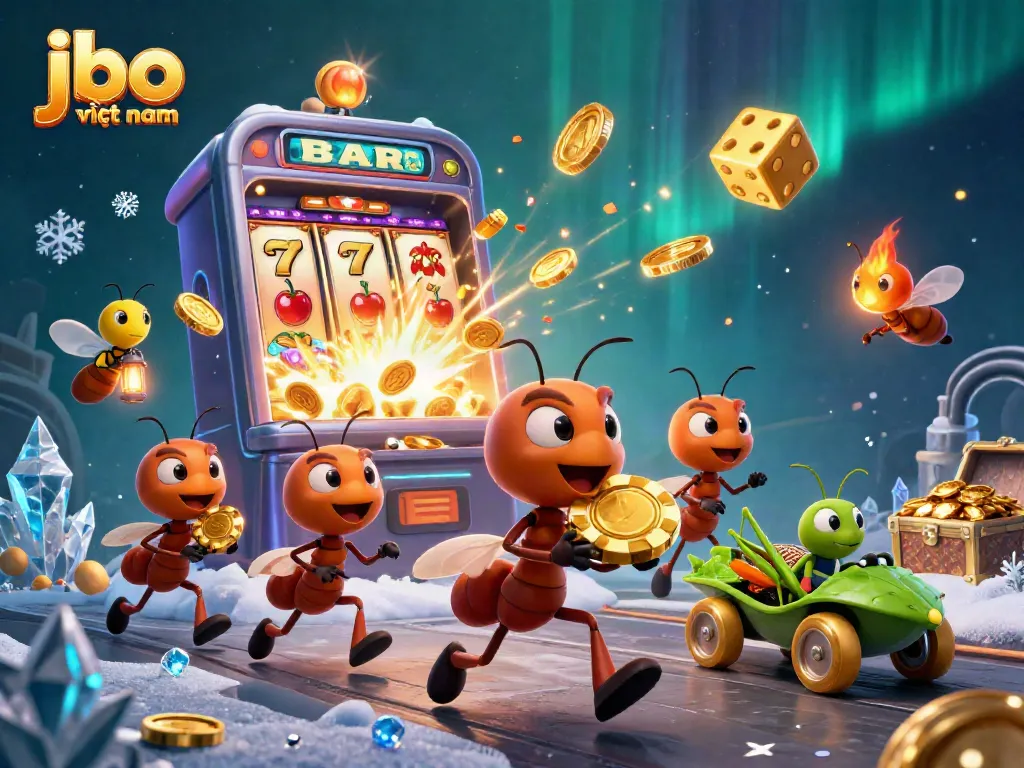 Experience thrilling moments with jbo việt nam as playful ants carry a giant poker chip in this vibrant casino heist.