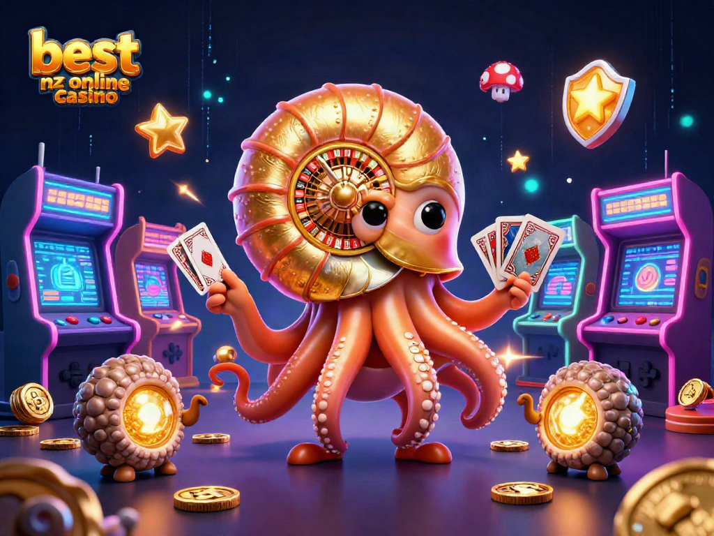 Engage with the best nz online casino in a vibrant 3D scene featuring a neon-lit nautilus roulette.