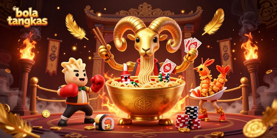 Bola tangkas menangkan kartu di arena permainan dengan ramen raksasa dan karakter menggoda lainnya.