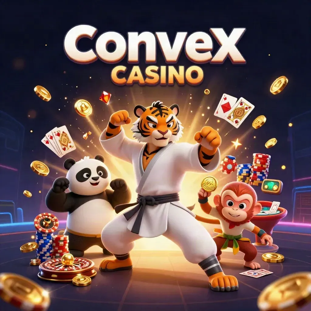Tiger, panda, and monkey casino heroes amid gold coins, roulette, cards, and glowing lights.