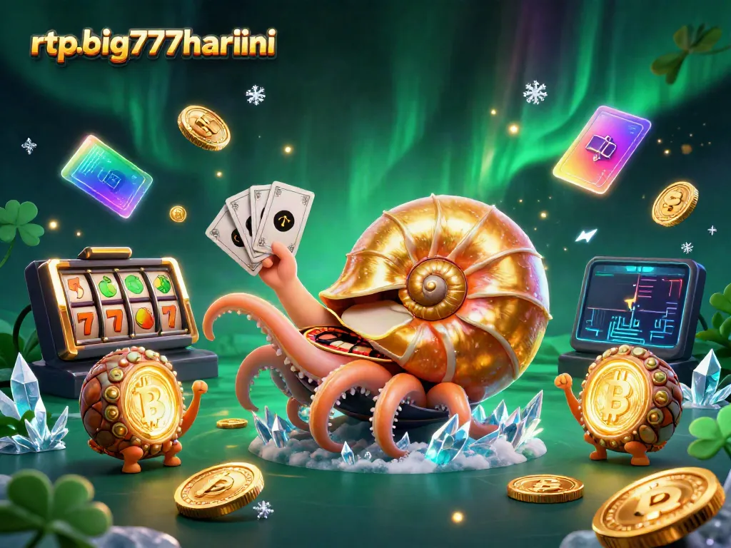 Experience rtpbig777hariini with a vibrant casino-themed 3D illustration of a nautilus roulette wheel.