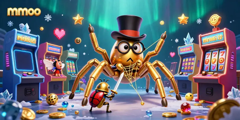 Experience winning strategies in a vibrant casino scene featuring mmoo's gold and game elements.