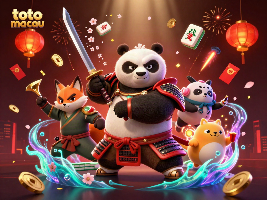 Hasil pengeluaran toto macau menampilkan kartu dan simbol keberuntungan dalam gaya 3D yang menarik.