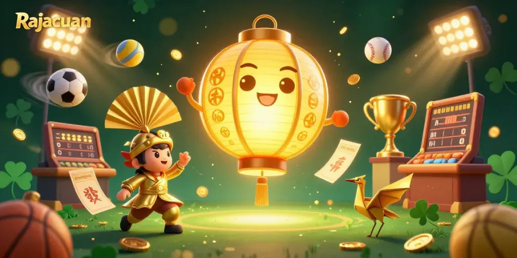 Experience the vibrant world of Rajacuan with a magical night market casino scene filled with dynamic sports action and lucky symbols.