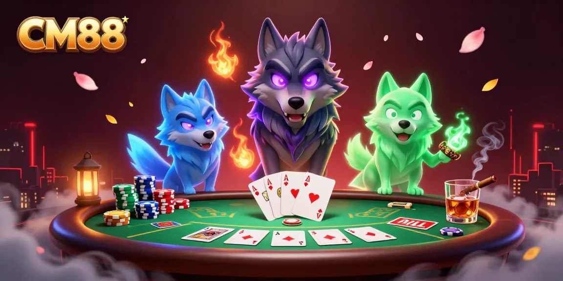 Experience the excitement of CM88 with thrilling poker action and ghostly wolves.
