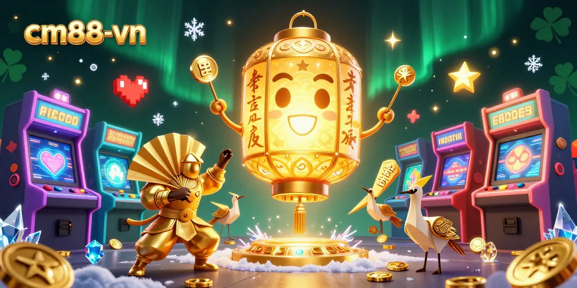 Experience exciting gaming with cm88-vn's vibrant casino atmosphere featuring spirited lanterns and arcade games.