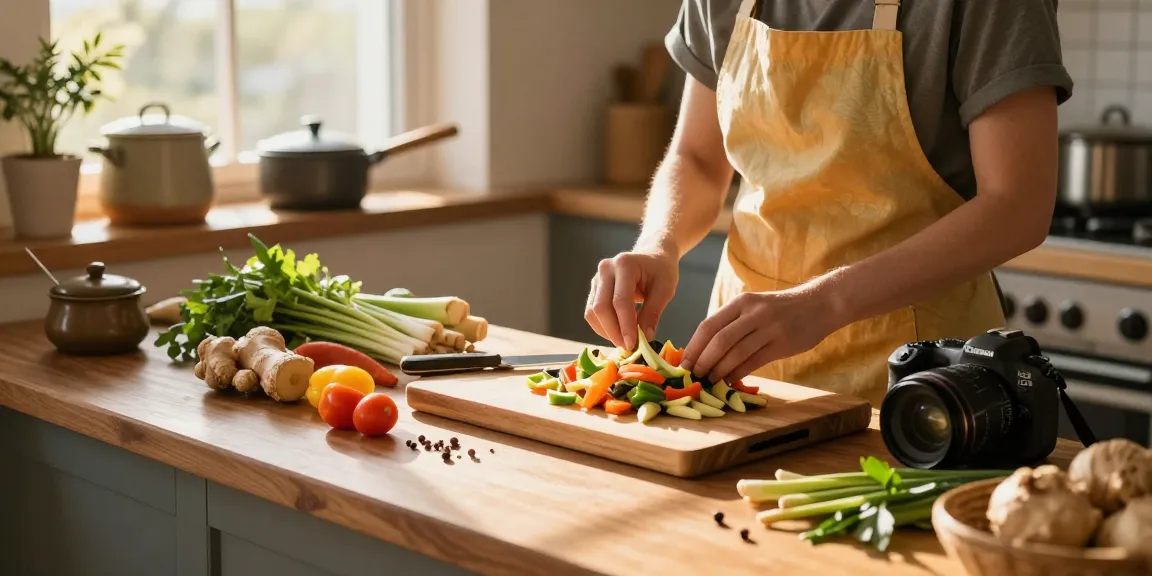 Healthy cooking in a cozy kitchen with fresh ingredients, highlighting สล็อตเว็บตรง nutrition.