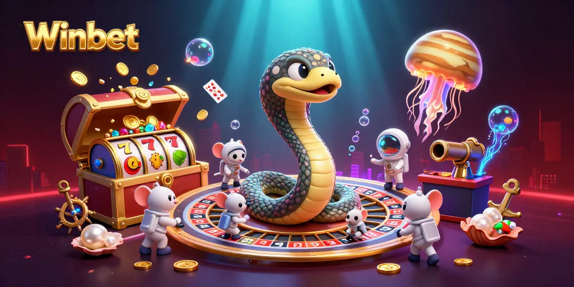 Winbet-themed cartoon illustration with astronauts betting on a cosmic roulette wheel in an exciting casino setting.