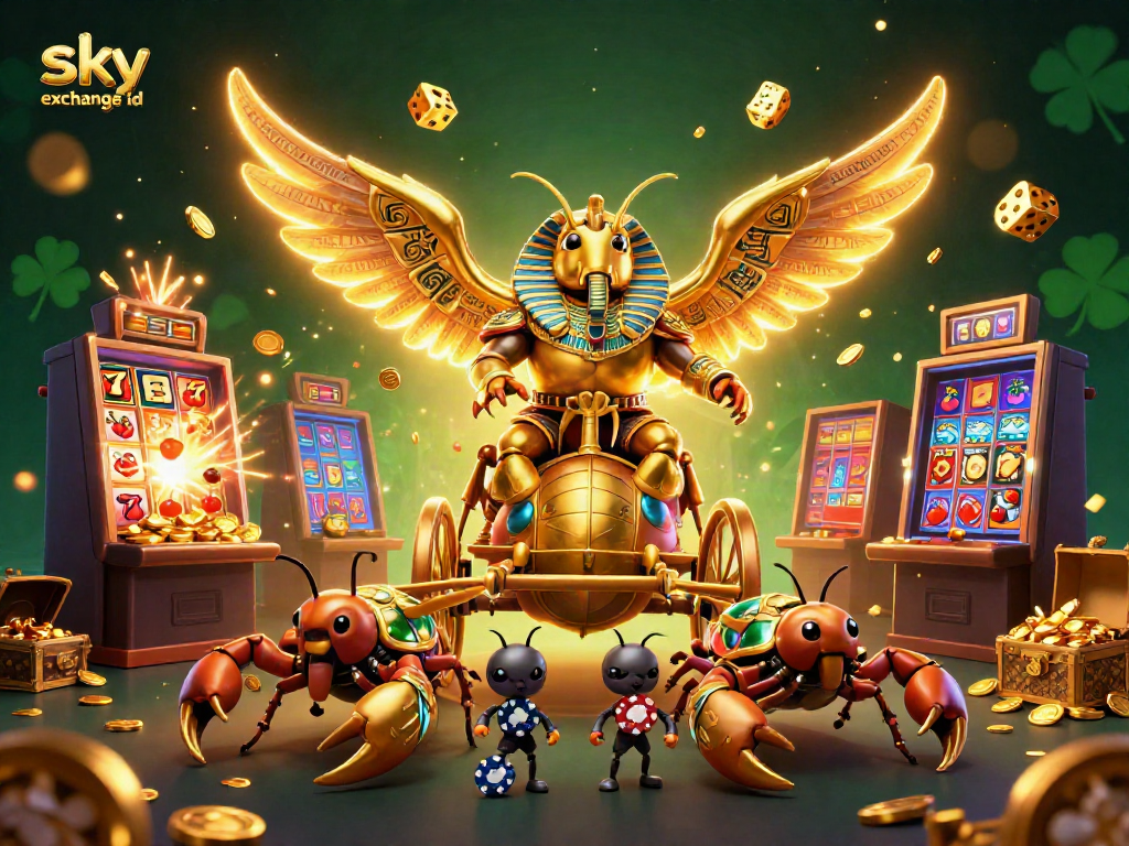 Experience thrilling bets with sky exchange id, featuring vibrant casino characters and festive symbols.