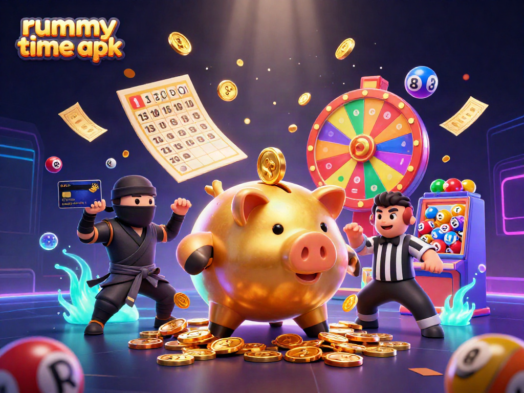 Experience exciting gameplay with the dynamic rummy time apk featuring a lively scene of characters and game elements.
